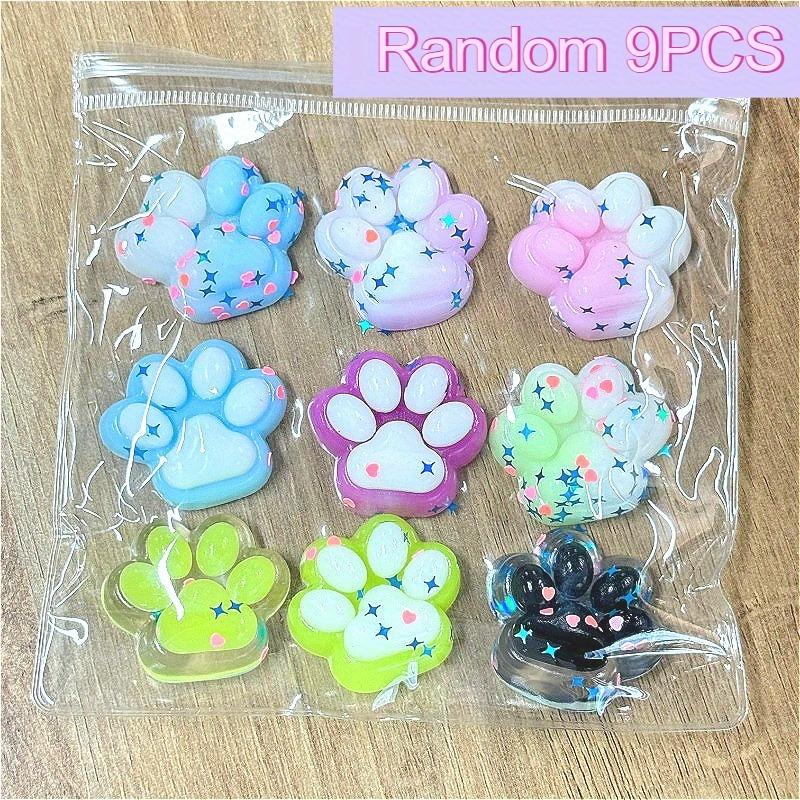 Hefengcl Mini Cat Paw Squishy 6/9Pcs Glitter Tpr Slow Rising Fidget Toy Stress Relief Sensory Squeeze Kids Birthday Party Gift