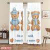 JIT 2pcs Cartoonish Bear Print Curtain   Room Darkening Window Treatment   Polyester   Xmas Decor   Home Decor   Rod Pocket Curtain