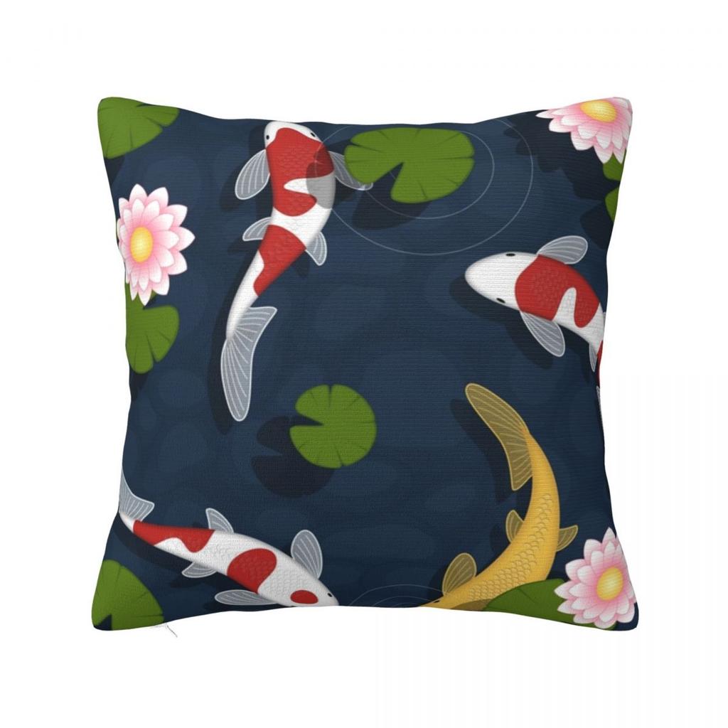 Japanese Koi Fish Pond Square Pillowcase Pillow Cover Polyester Cushion Decor Comfort Throw Pillow for Home Bedroom