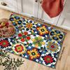 Mexican Talavera Floral Tile Kitchen Runner Rug Waterproof Oil‑proof Non‑slip Long Floor Mat For Kitchen Space Rug