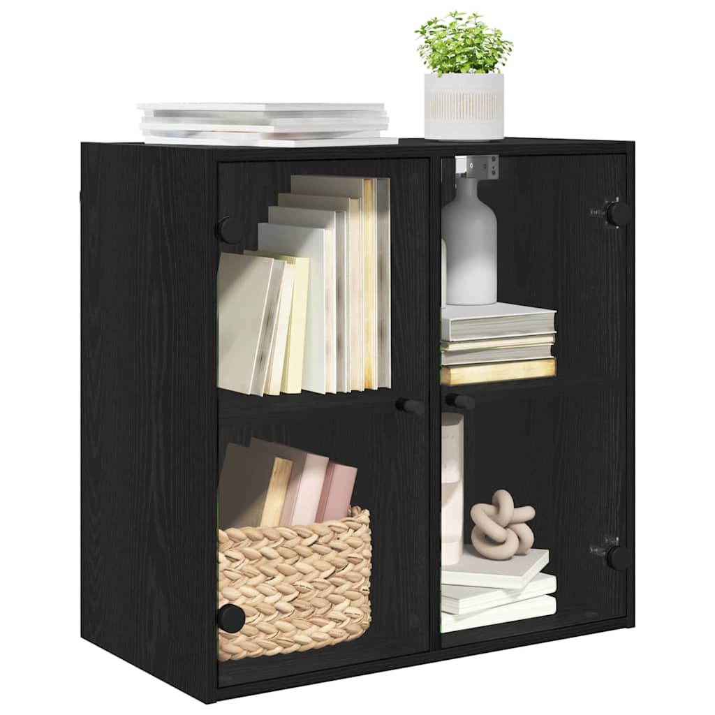 Wall Mounted Cabinet Black Oak Effect 68 x 37 x 68.5 cm