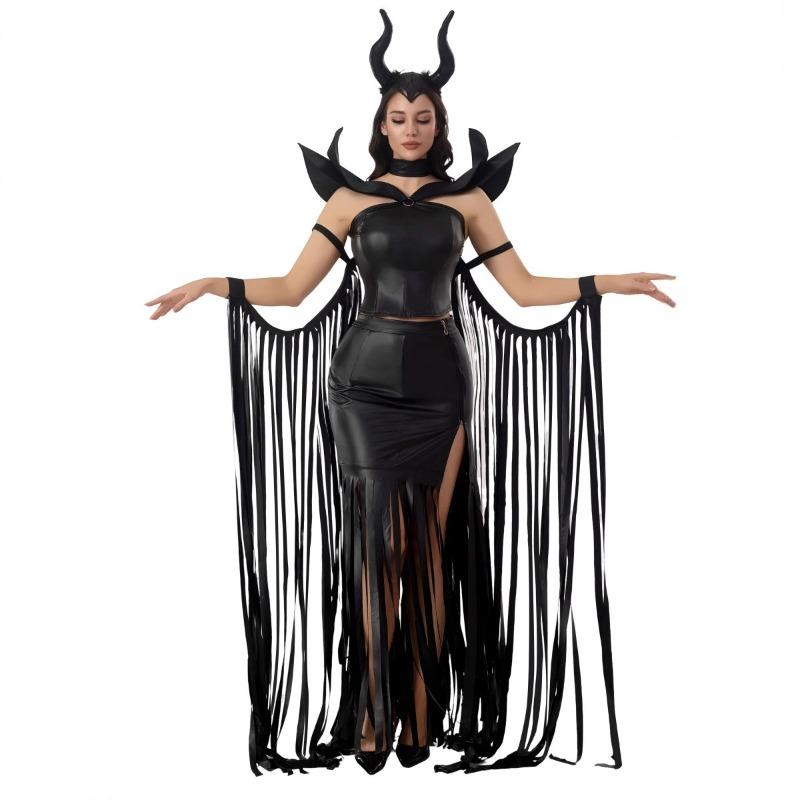 Halloween new sleeping spell evil witch costume tassel model punk wind horn vampire