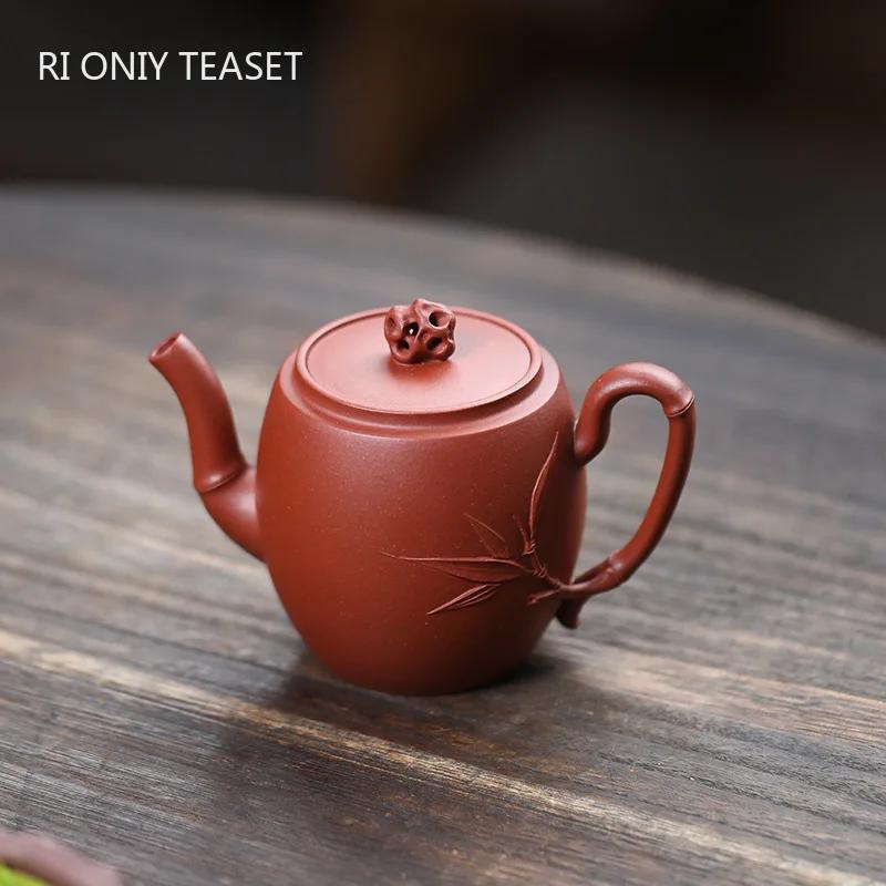 130ml Chinese Yixing Purple Clay Teapots Beauty Tea Infuser Kettle Handmade Bamboo Joint Shape Tea Pot Raw Ore Zisha Tea Set