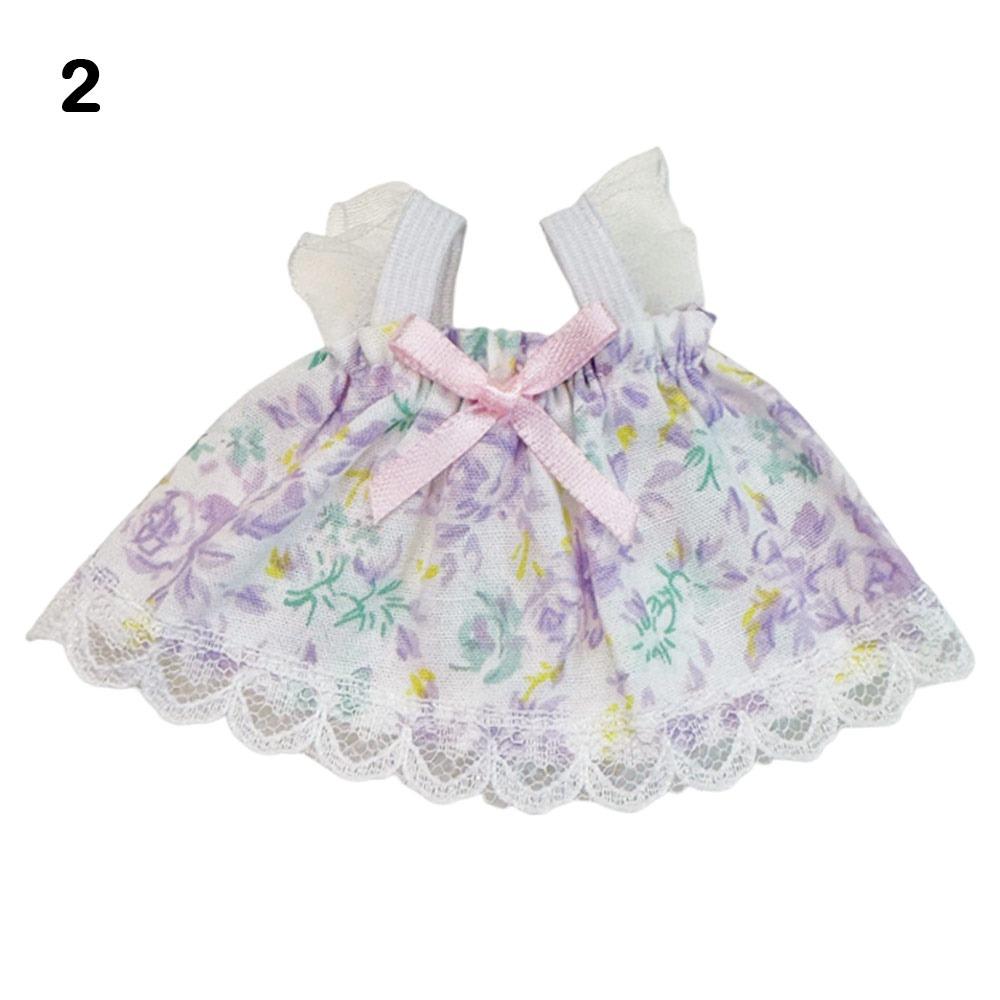 Fashion Dolls Lovely Clothes Cute Lace Floral Princess Dress 7 Colors with Bow for 11~11cm Cotton Dolls