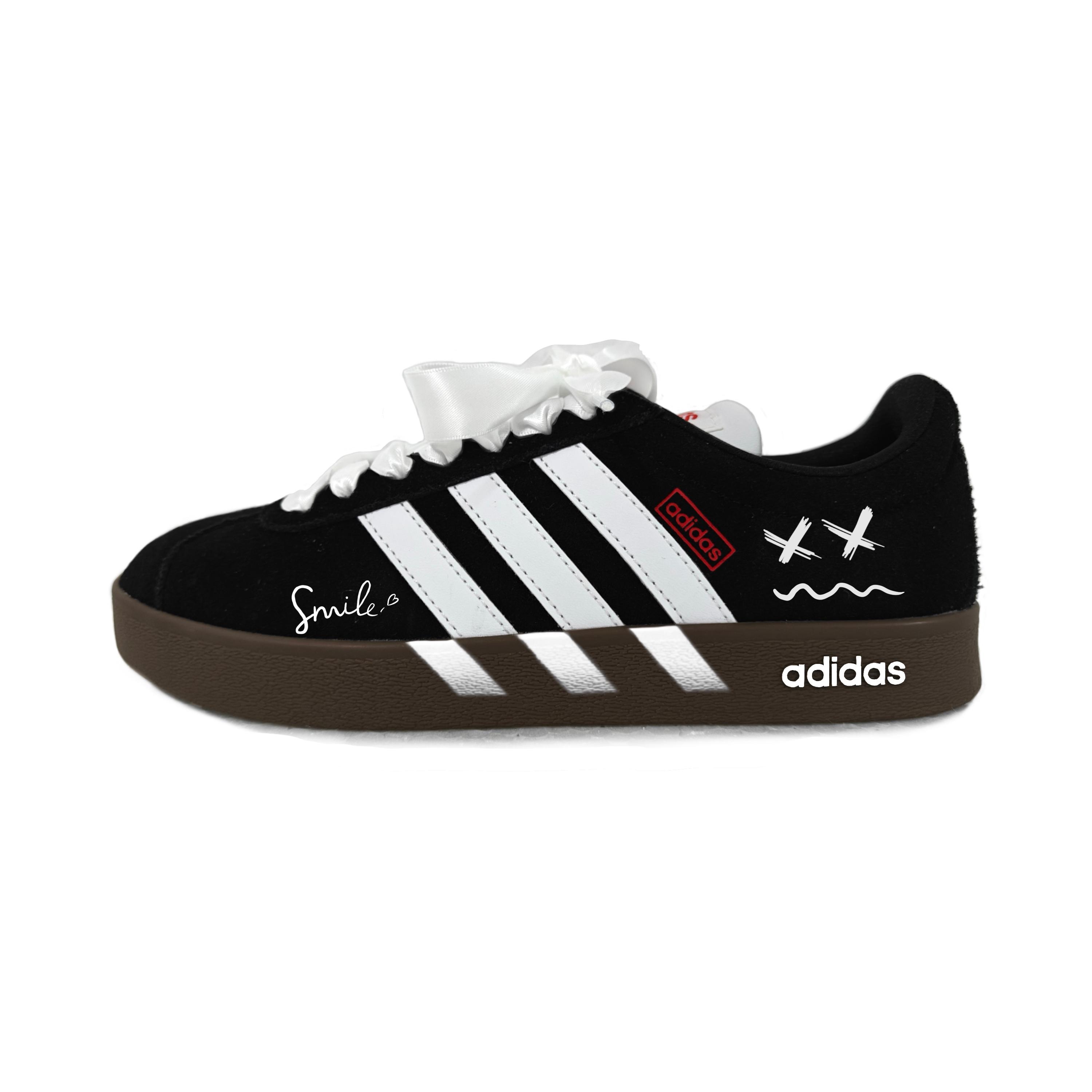 

Adidas Neo VL Court 2.0 Synthetic Leather Cushioning, Wear Resistant Low top Skateboard Shoes Unisex Black HQ1801(Team640-Smile) 35⅔