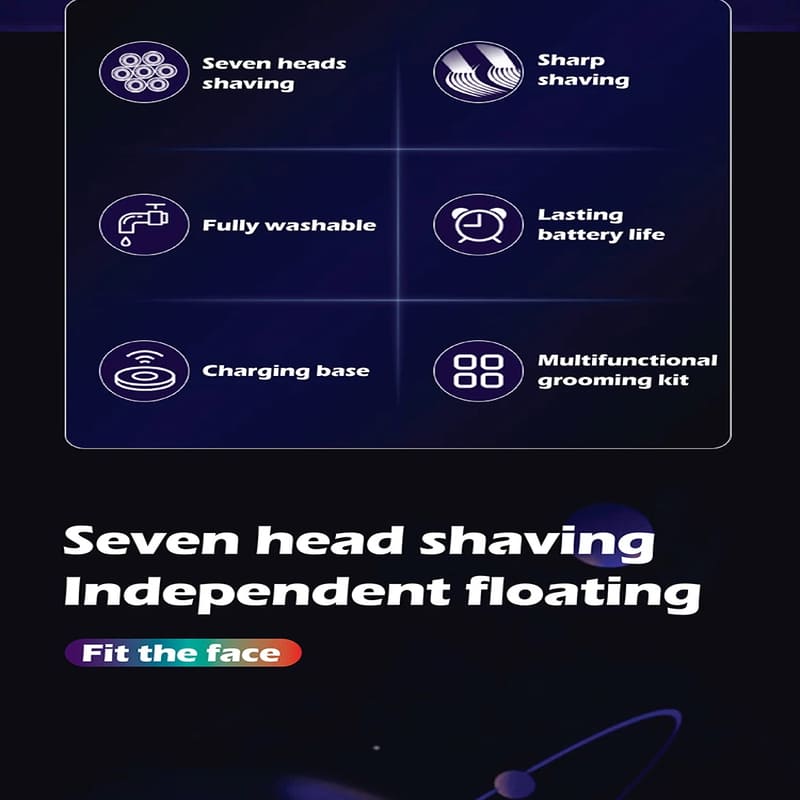 VGR V-315 5-in-1 Multi-function IPX5 Ball Shaver with Digital Display Base Rechargeable Shaving Head Beard and Nose Hair Trimmer Multi-head Haircut