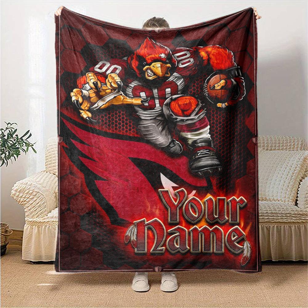 Name Custom Arizona Cardinals Print Flannel Blanket High Quality Warm Comfortable Cover for All Seasons Perfect for Gifts Home Decor