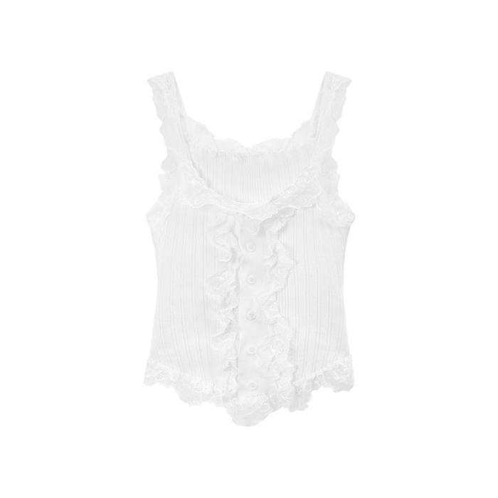 Gentle Wind Suit Women's Summer Sweet and Spicy Lace Suspender Vest Super Fairy Long Dress White Skirt Two-piece Set