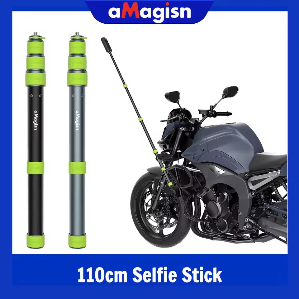 Aluminum Alloy Telescopic Stick Multi-Purpose Riding Selfie Sticks 1/4" Thread Motorcycle Mount Kit for Insta360/GoPro/DjI/SJCAM