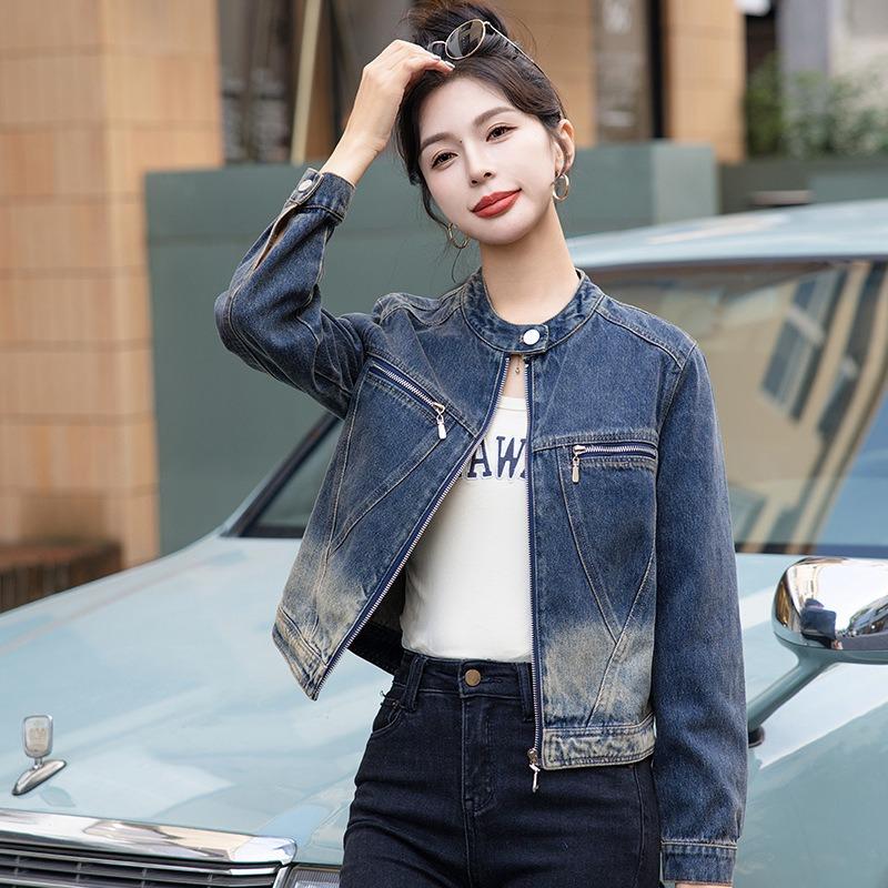 Denim Jacket Women's Spring New Fashion Versatile Stand-up Collar Casual Loose Short Jacket Top Women