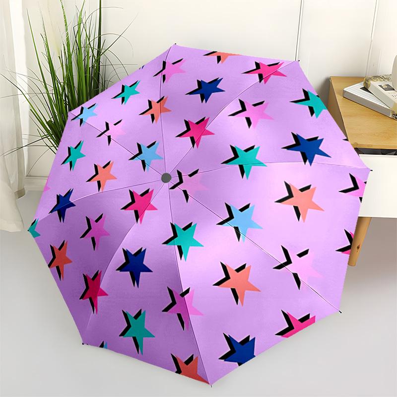 

1pc Star Pattern Automatic Opening/Closing Folding Umbrella with 8 Ribs,Windproof Portable Sunshade Umbrella Holiday gift yy260401096