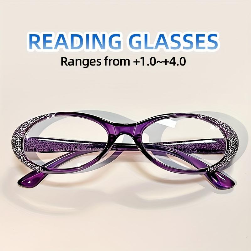 Elegant Rhinestone Cat Eye Reading Glasses for Women - Fashionable Blue Light Blocking Readers with Sparkling Rhinestones