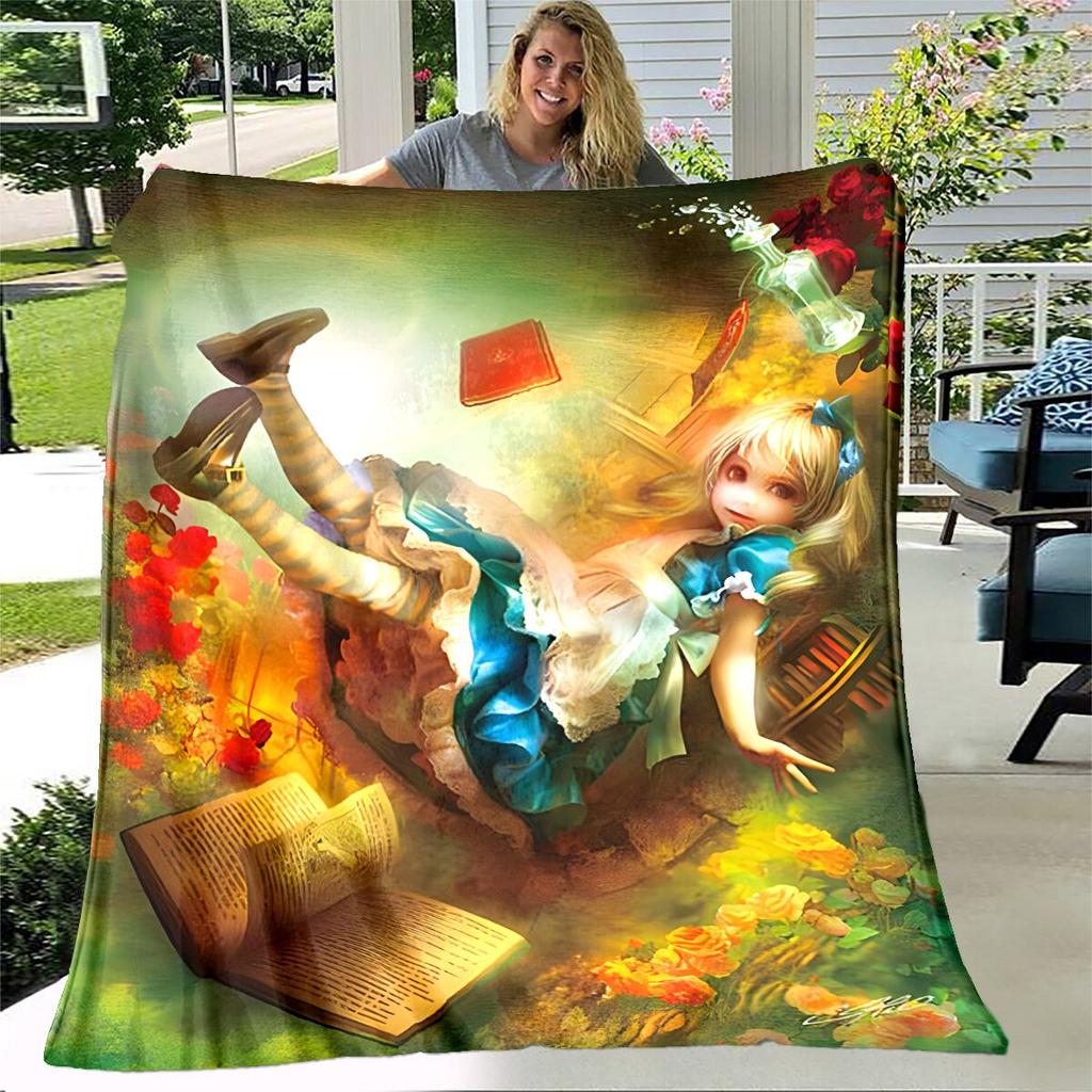 Alice Blanket Alice In Wonderland Blanket Flannel Blanket Bedding Throw Soft Cartoon Bedspread Sofa Blanket Kids Blanket Gift