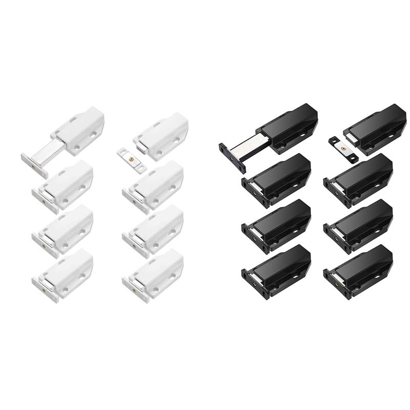 8 Pack Magnetic Push Latch Touch Latch Push Release Magnets Touch Latch Heavy Duty Push To Open Cabinet Hardware Black