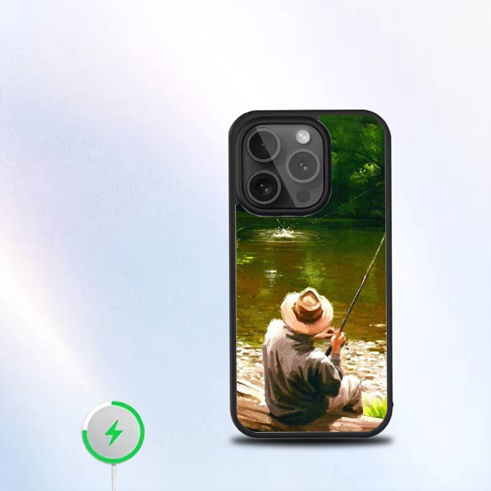 Hunting Fishing Man Phone Case For iPhone 17,16,15,14,13,12,11,Pro,Max,Plus,Mini,SE New Magsafe Magnetic Wireless Charging