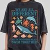 We All Swim Together Shirt, We Are Different But In This School We All Swim Together, Ocean Animal Classroom Shirt, Underwater Turtle Tee