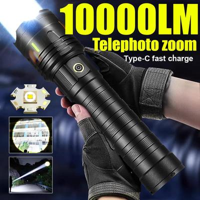 10000lm Super Große Taschenlampe USB Wiederaufladbar 30W Stärkste LED Taschenlampe Lange Reichweite Taschenlampe Zoom Outdoor Camping Laterne