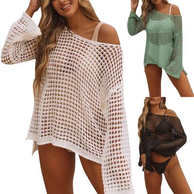 New Bikini Top With Mesh Hollow Out Knit Swimsuit Beach Knit