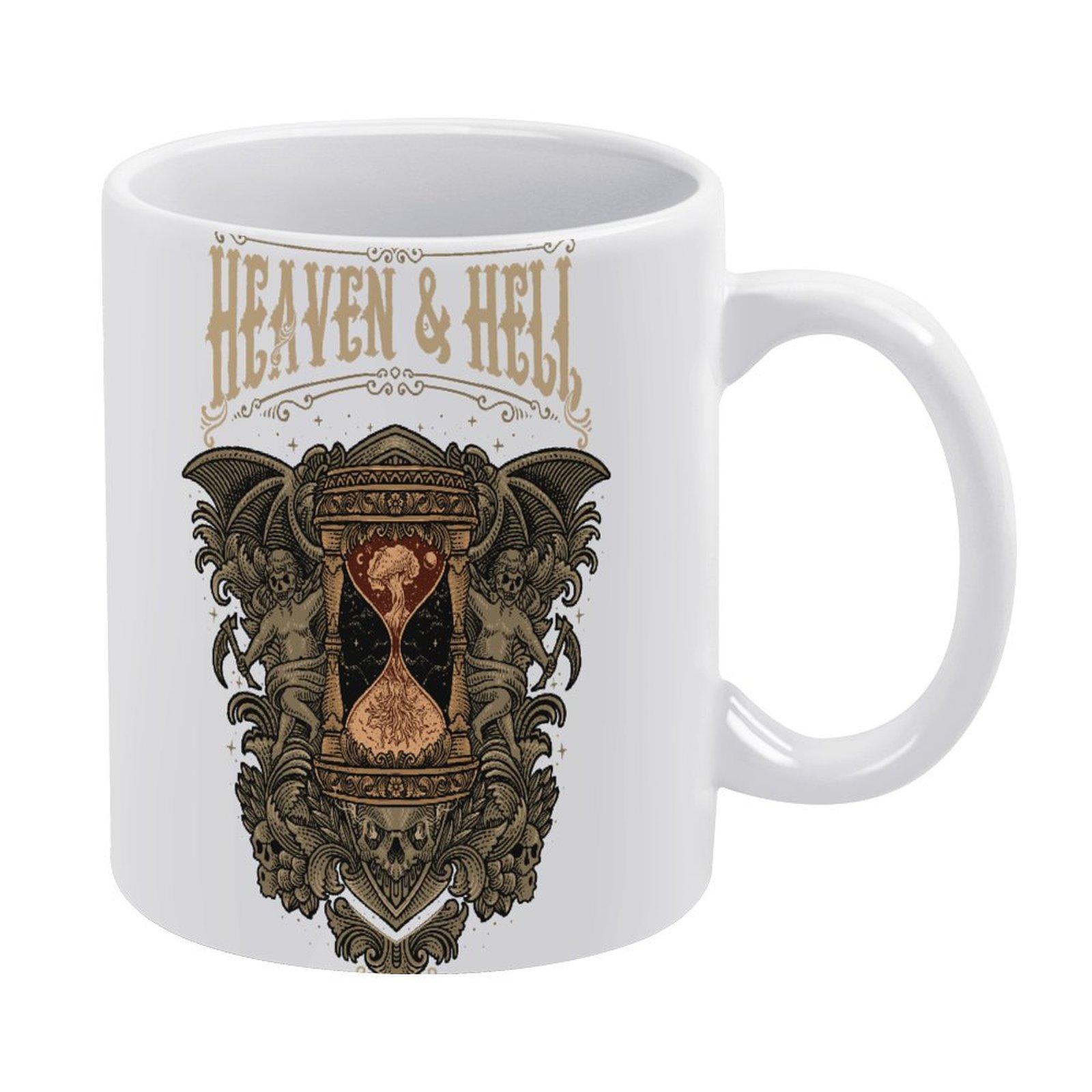 

Белая кофейная кружка 11 унций с гладким глянцевым корпусом и принтом по бокам, подходит для чая, какао и расслабляющего перерыва на напиток белый