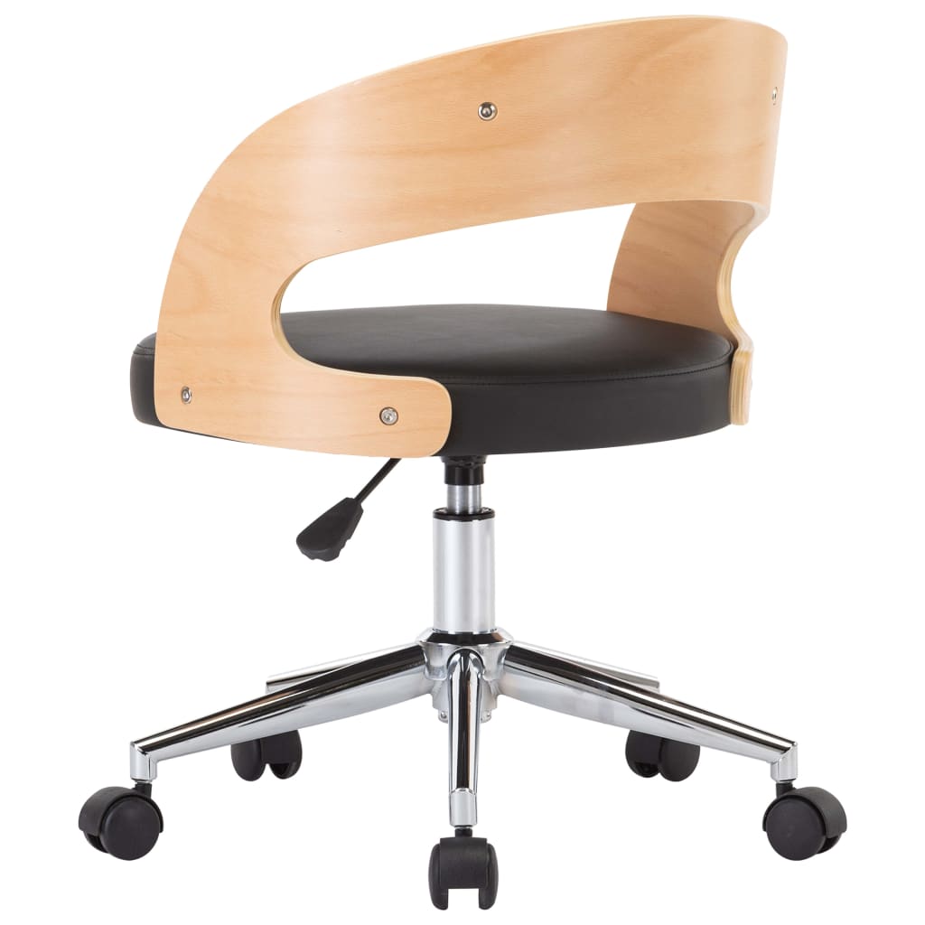 Swivel Office Chair Black Bentwood and Faux Leather