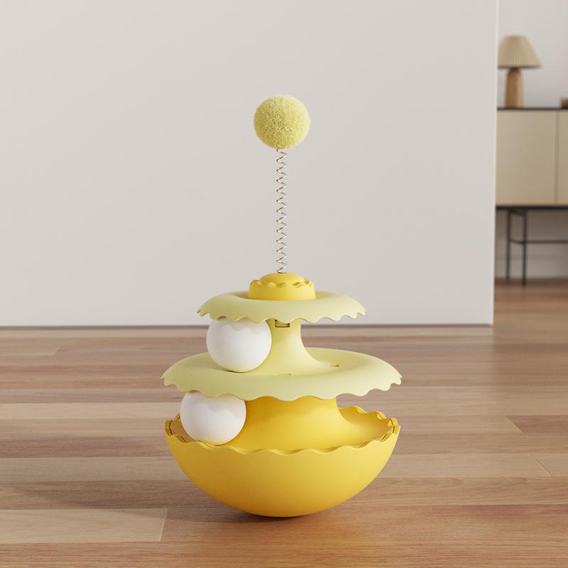 Interactive Cat Toy Tumbler Turntable Self-Play Teaser 13.5*13.5*25cm