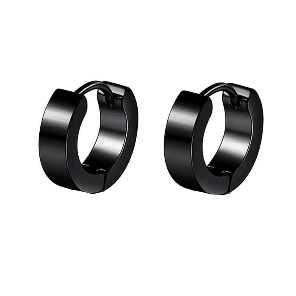 Unisex Stainless Steel Punk Stud Earrings for Men Women Black Geometry Star Cross Spike Skull Pendants Ear Jewelry Accessories
