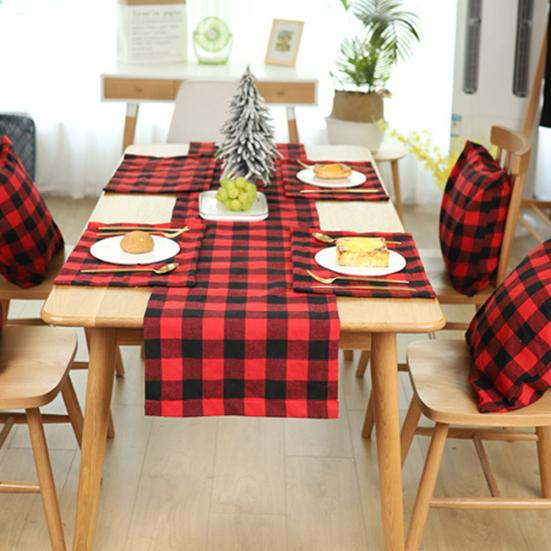Vánoční kostkovaná prostírání ubrus měkká podložka polštář pratelný domácí stolní dekor