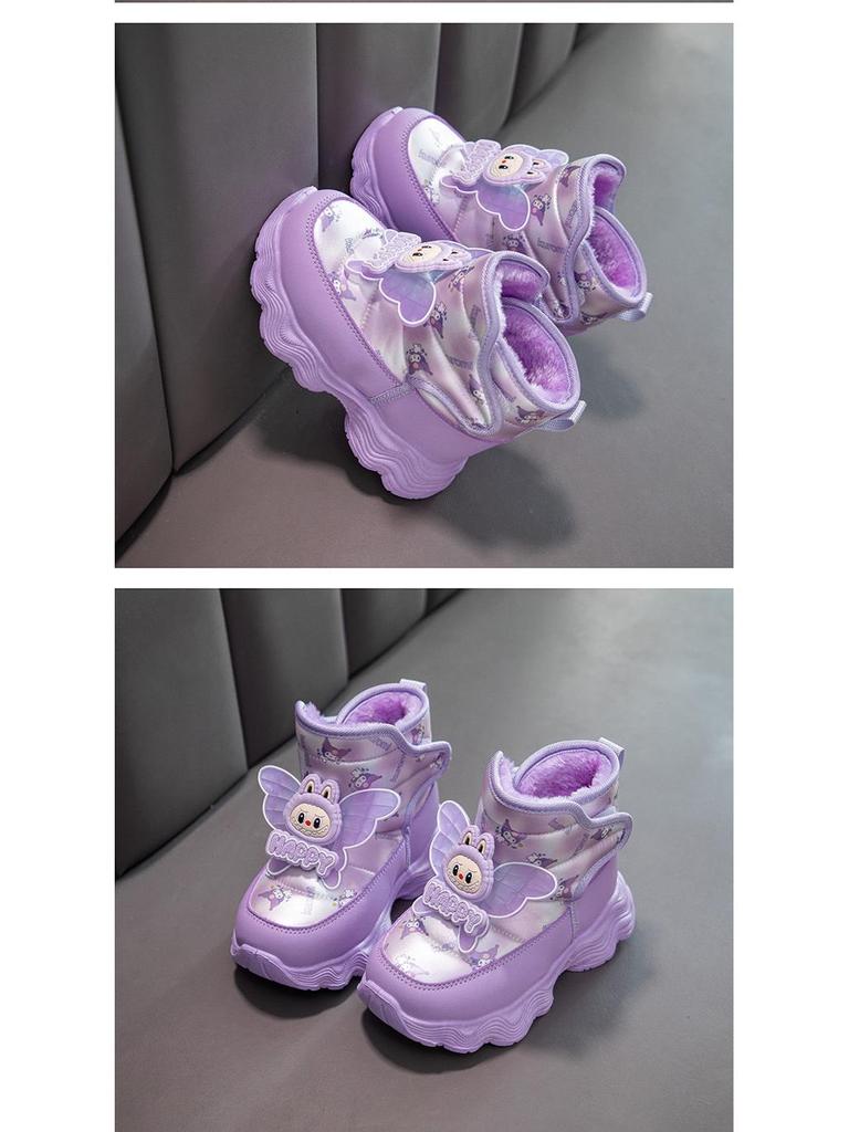 Mädchen Winterstiefel 2025: Wasserdichte, rutschfeste Schneestiefel mit Plus-Samt für Wärme, Lederoberfläche, mittlere und große Größen.