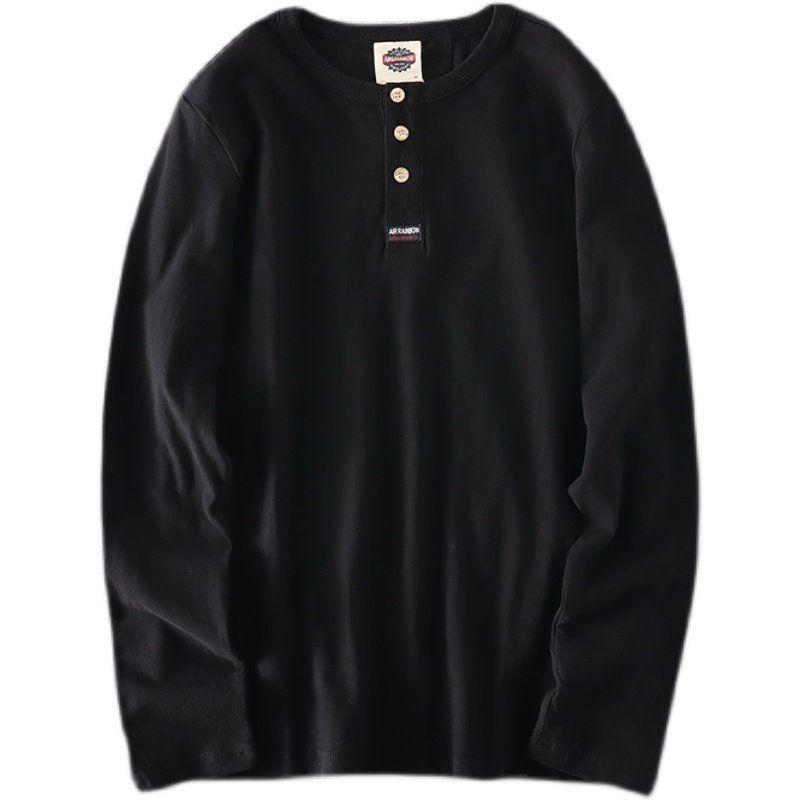 Big Brand Goods ~ Export Label Cutting Factory Direct Sales Fall Winter Men Long-T-Shirt Pure Cotton OEM Goods Tail Goods Bottoming Shirt Fashion