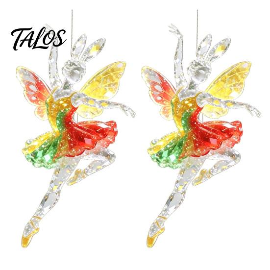 Festive Party Supplies 2Pcs Glitter Ballet Girl Keychain, 2D Acrylic Hanging Pendant for Bag Backpack, Sparkling Winter Seasonal Decorations