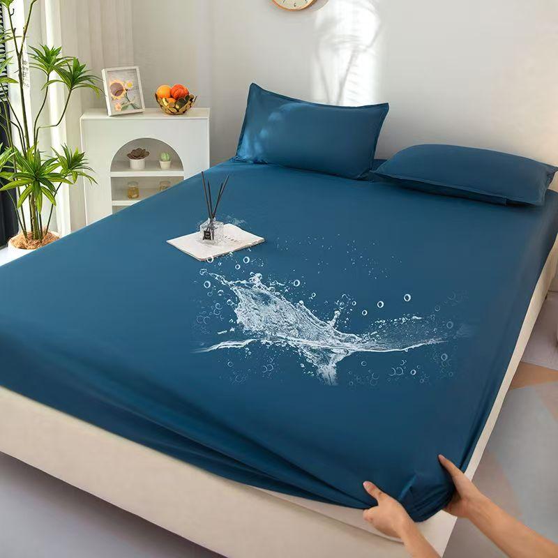 100% Waterproof Cotton Fitted Sheet with Elastic Bands Non Slip Adjustable Mattress Covers for Single Double King Queen Bed,150/180/200cm