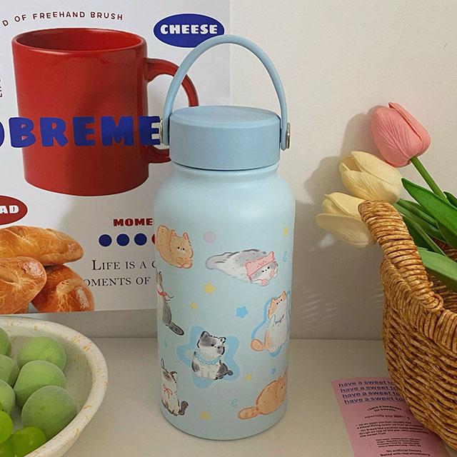 650ML Süße Thermoskanne Edelstahl Isolierbecher Tragbarer Griff Große Kapazität Kaffee Thermobecher Schule Outdoor Reise Wasserkocher
