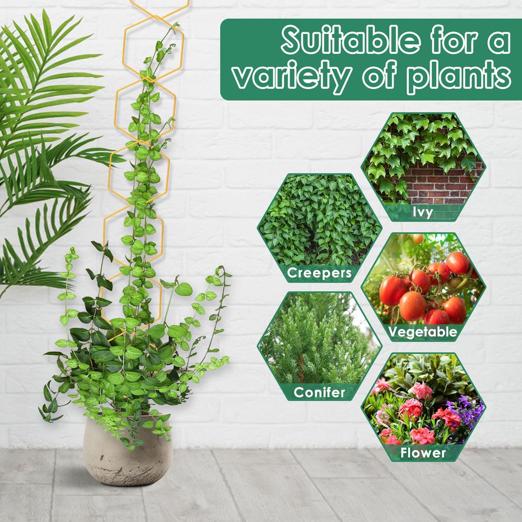 18Pcs Climbing Chain Trellis Metal Hexagonal Wall Hanging Trellis with Hook Rustproof Plant Vine Support Kit Garden Wall Trellis