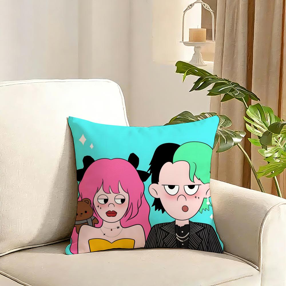 Cute cartoon couple Cushion Cover Reversible Plush Pillow Cover Soft Fluffy Home Decor for Sofa Bedroom