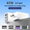45W GaN Dual-Port Fast Charger, PD Compatible with Apple, Huawei Devices