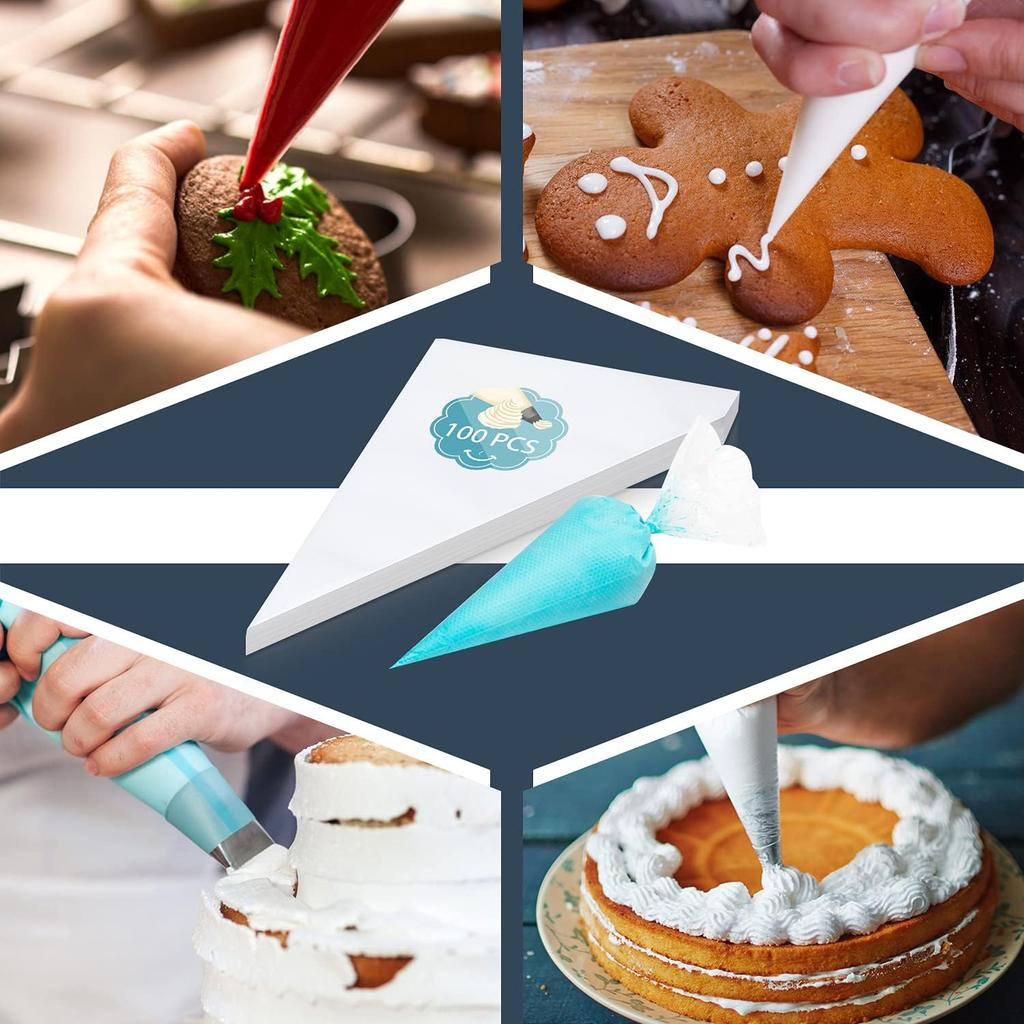 100pcs Thick Disposable Icing Piping Bags, Professional Pastry Bags 12inch, Heavy Duty Anti Burst Cake Tipless Piping Bags for Chocolate Royal