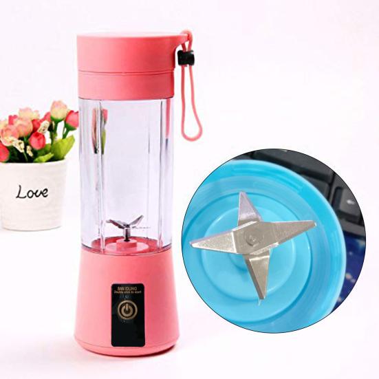 Portable Home USB Electric Fruit Extractor Rechargeable 4-Blade Juice Blender