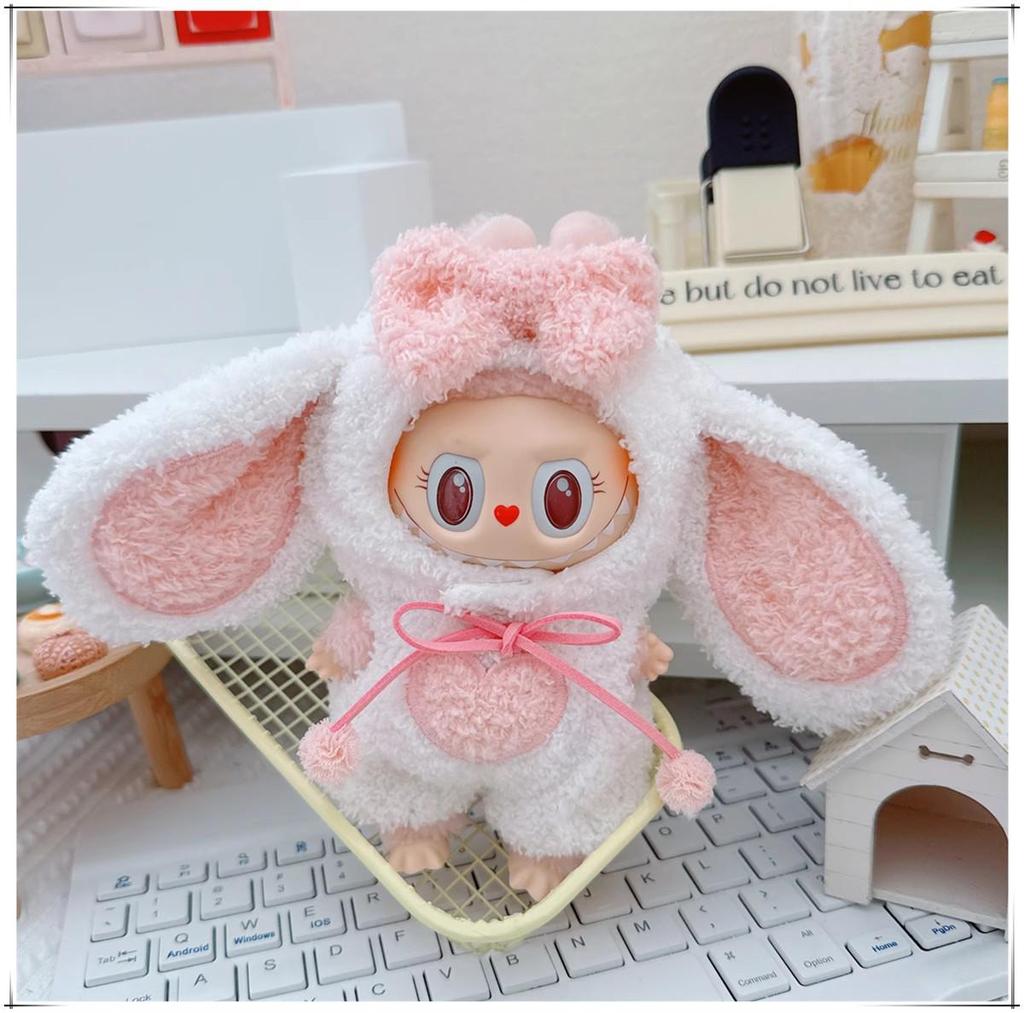 First, Second, and Third Generation Labubu Doll Clothes: 17cm Plush Onesie for 10cm Labubu Dolls, Cute Cartoon Design
