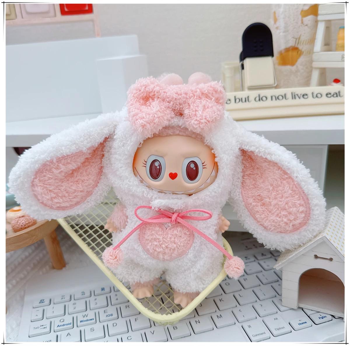 

Одежда для кукол Лабубу первого, второго и третьего поколения: Плюшевый комбинезон 17 см для кукол Лабубу 10 см, милый мультяшный дизайн Small Doll Clothes (without doll)