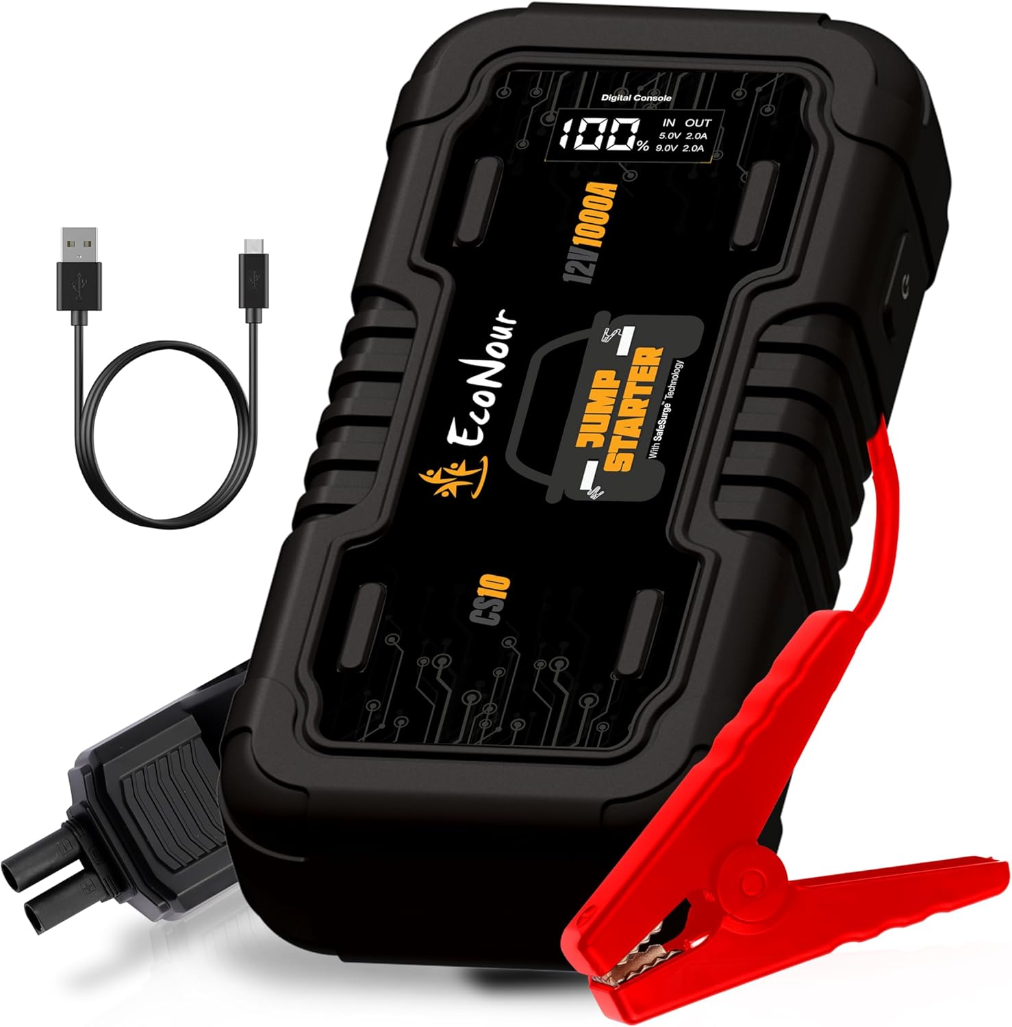 

2500A Portable Car Jump Starter – 12V Battery Booster for Cars, SUVs, Trucks – Smart Cables, USB Charger, LED Flashlight