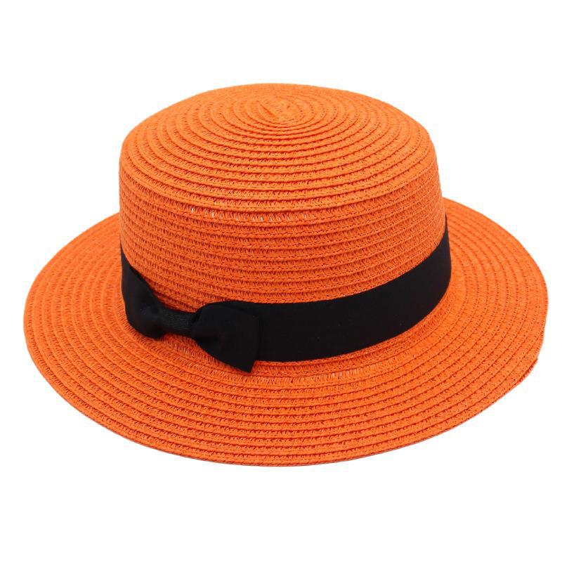 Straw Hat Female Visor Bow Flat Top French Beach Hat Mom Hat Cool Hat Ins Wind