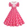 Women's Casual Polka Dot Dress with Collar and Puff Sleeves Slim Fit