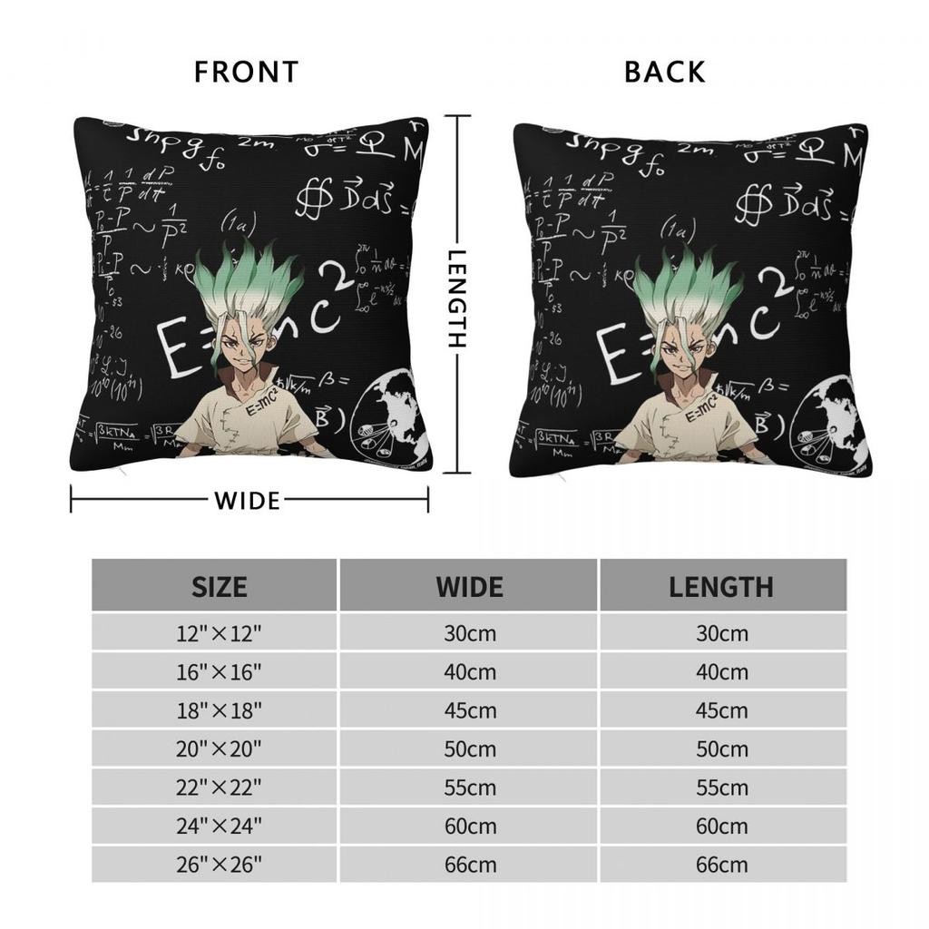 Senku Ishigami Dr Stone Apan Anime Square Pillowcase Cushion Cover Pillow Case Throw Pillow Cover for Home Sofa Living Room