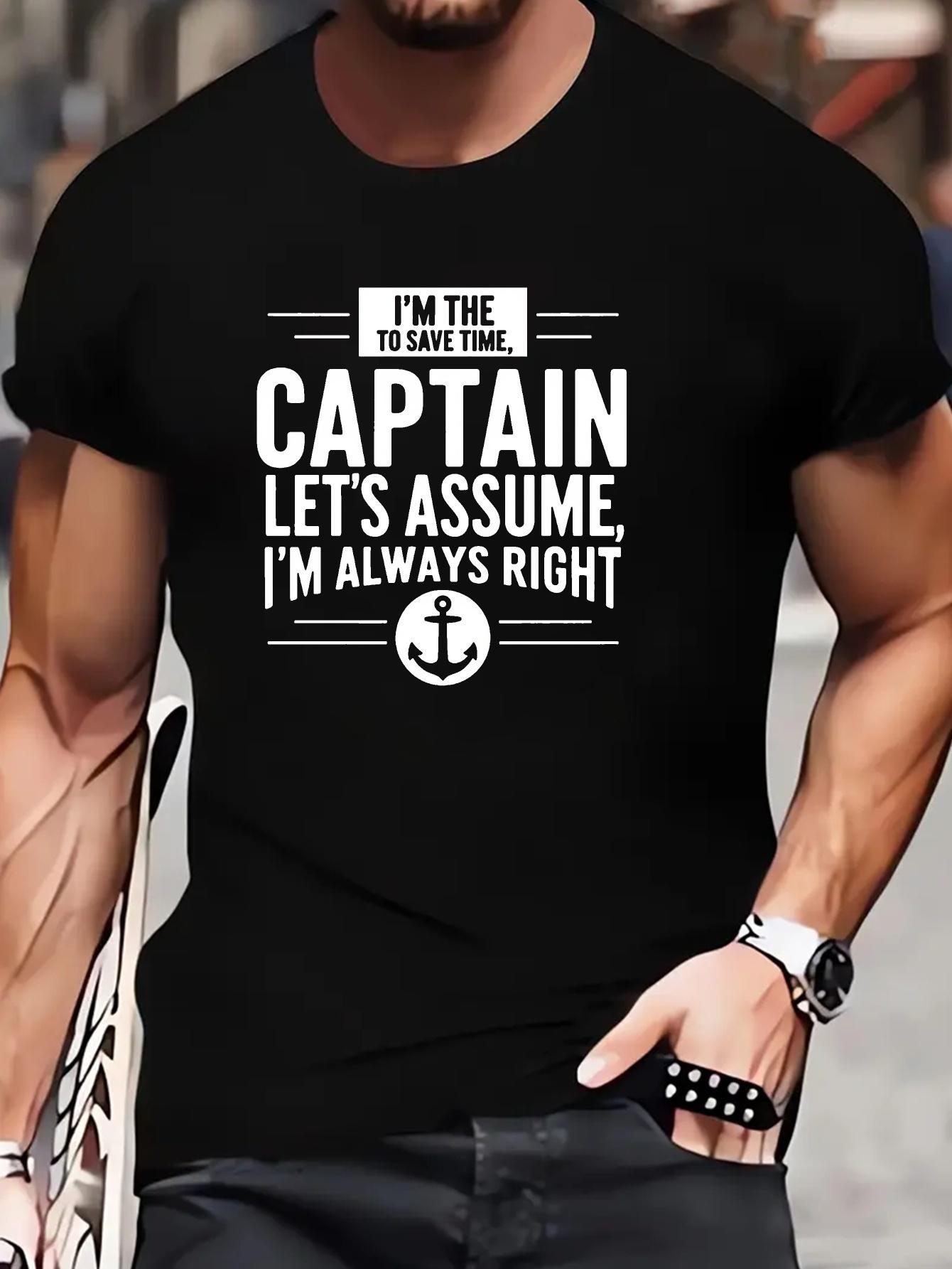 611 Cotton Blend Graphic T-shirt -  I m The Captain  Nautical Print S