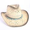 Popular European and American Classic Hollow Western Cowboy Hat Men's and Women's Fashion Vacation Breathable Sunshade Straw Hat