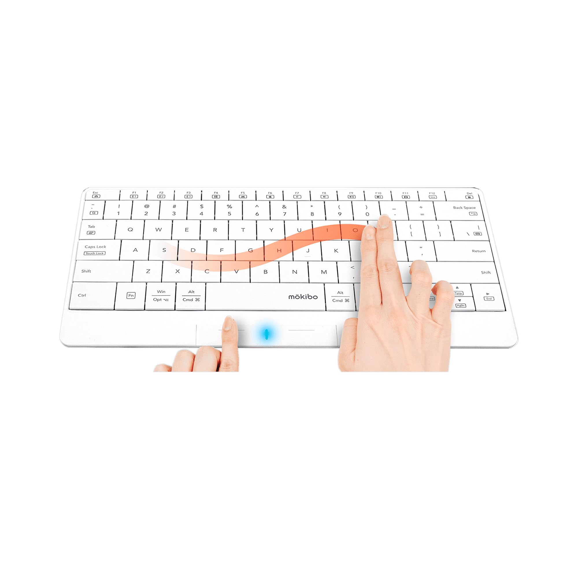 

INNOPRESSO Multi-device compatible Bluetooth wireless keyboard with built-in touchpad mokibo English layout (white) MKB316USWH