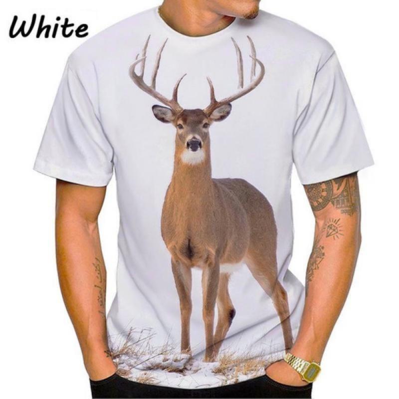 Nové tričko Deer s 3D potiskem Pánská móda Funny Street Hip-hop Harajuku Cool tričko