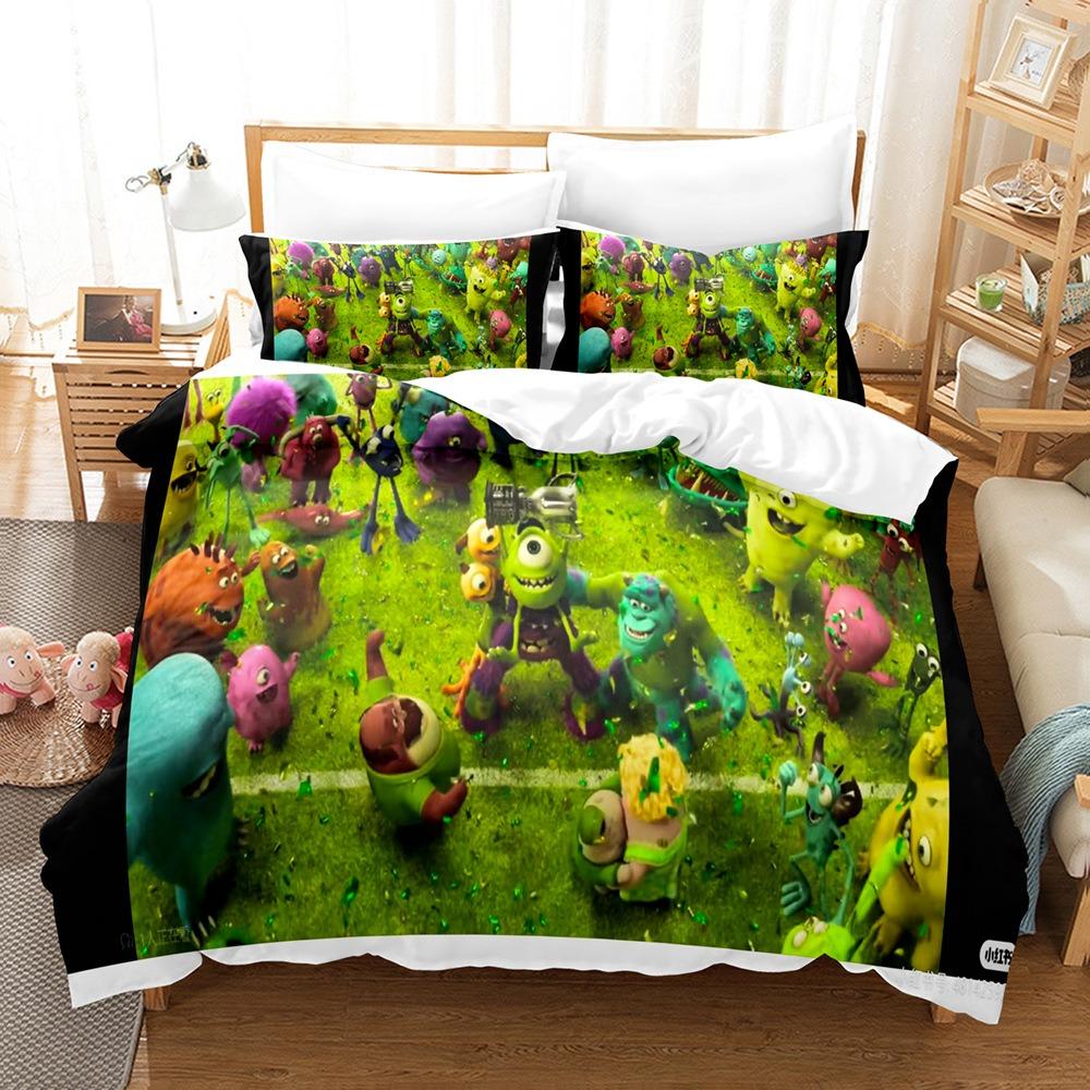 Monster University Bettbezug Kissenbezug Monster AG Bettwäscheset Erwachsener Junge Mädchen Schlafzimmer Dekoration Kindergeschenk