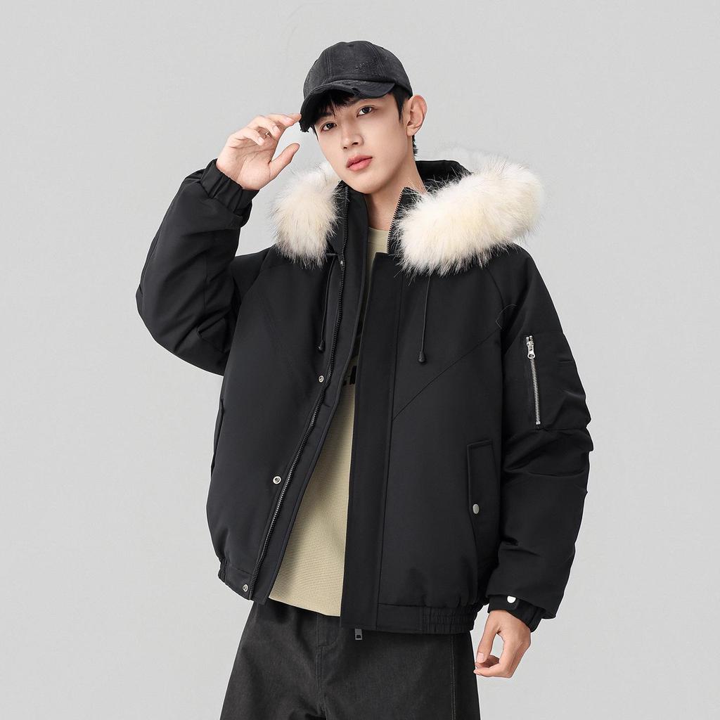 Unisex High-End Winter Trench Coat with Fur Collar, Casual Trendy Thickened Down Jacket