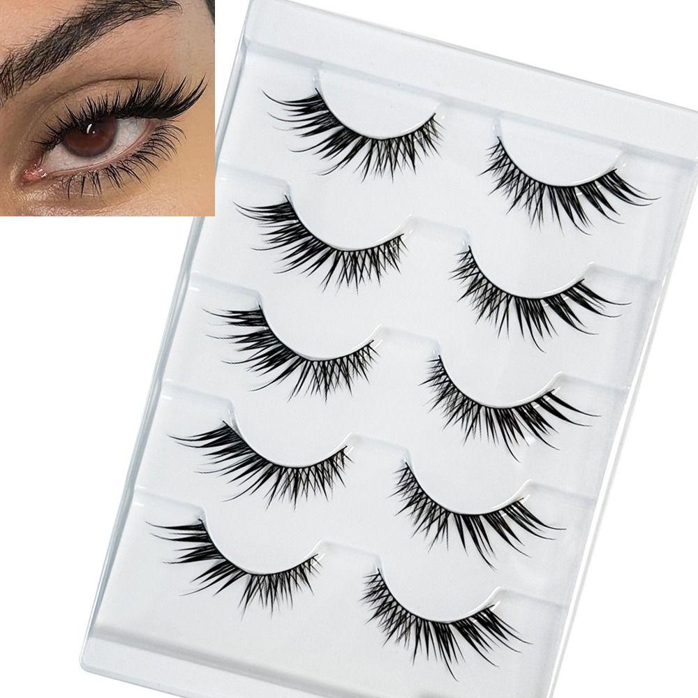 5 Pairs Wispy Foxy Eye Lashes Long Natural Fake Lashes Women's Beauty Eyelashes  Eye Extension